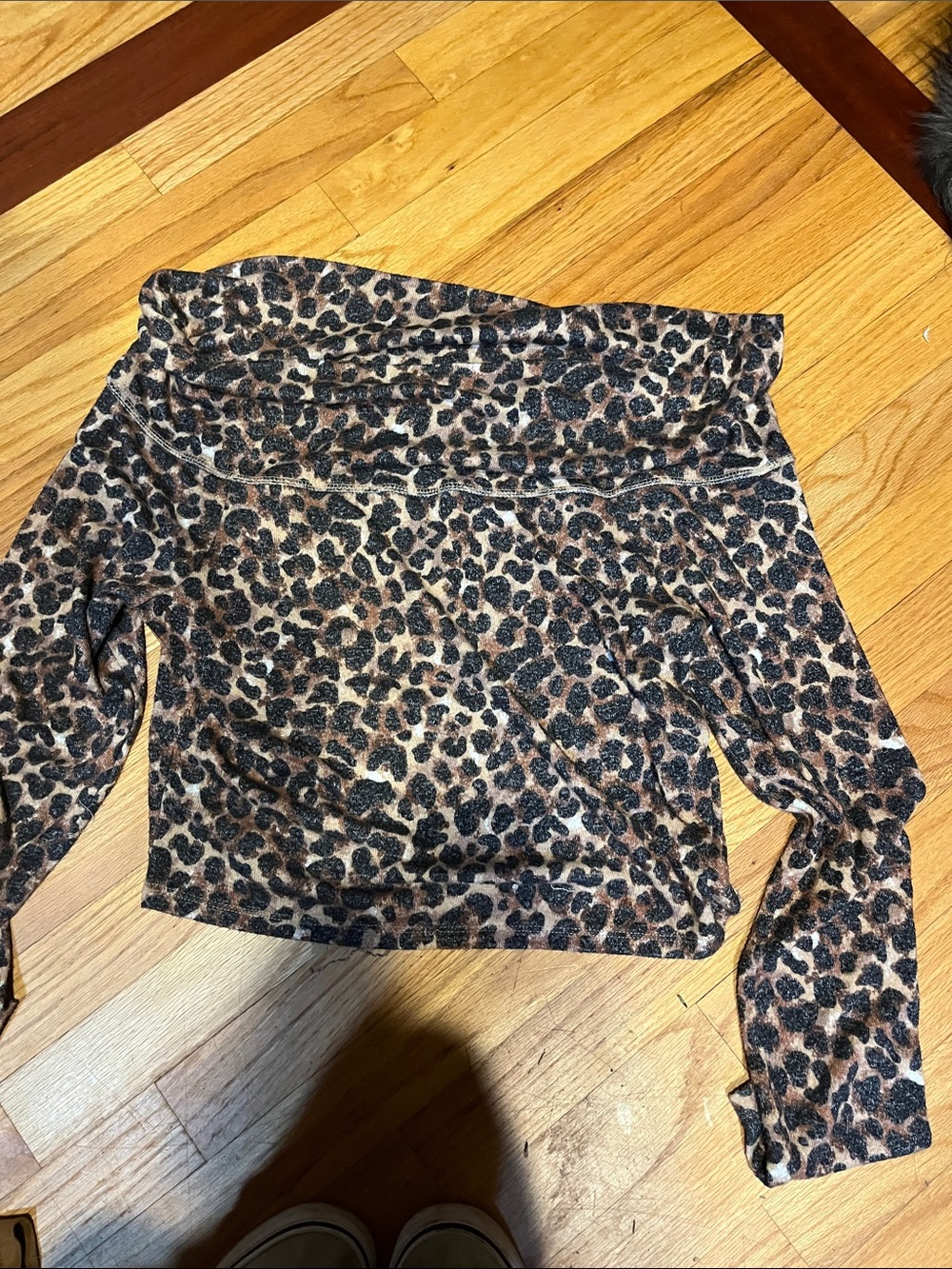 No Boundaries Leopard Print Long Sleeve Top - Brown & Black